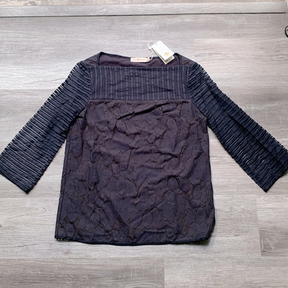 Tory Burch lace blouse Navy XS/TP NWT